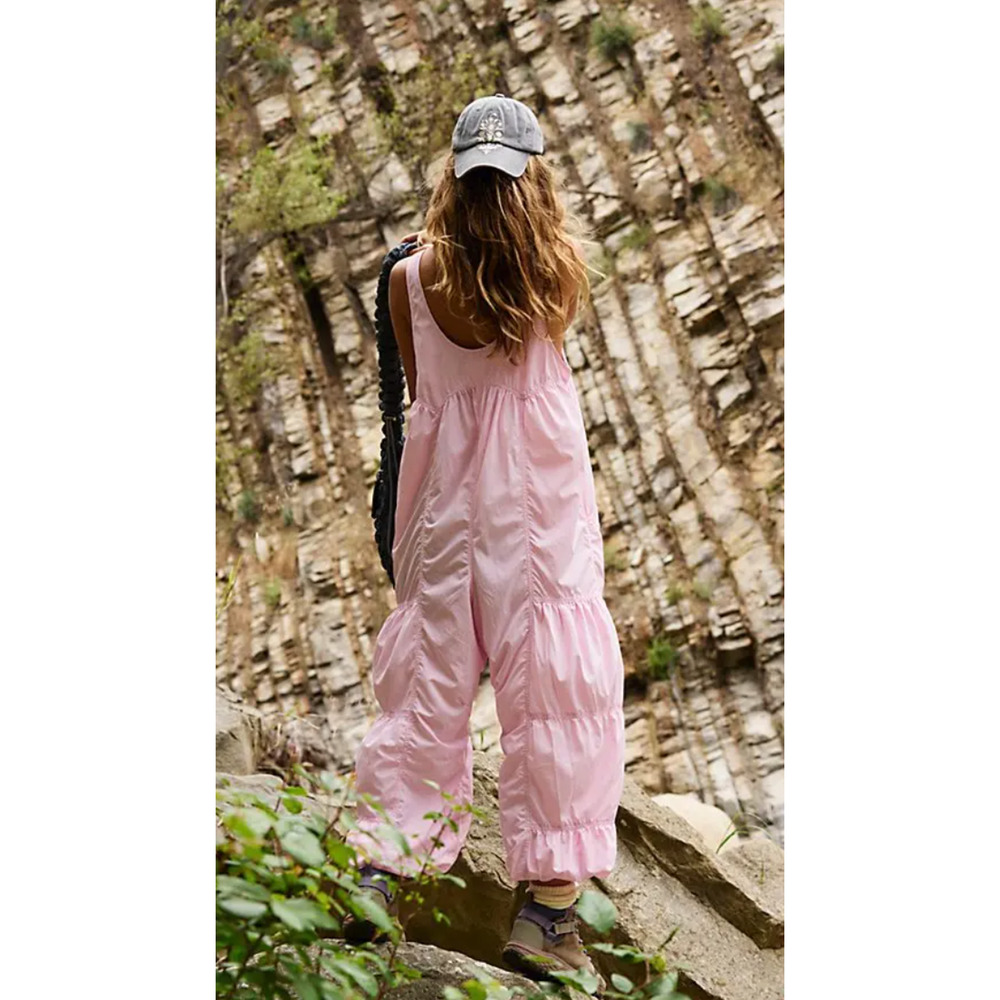 FREE PEOPLE FP MOVEMENT PINK SET ME FREE NYLON ONE PIECE JUMPSUIT SZ S - Picture 7 of 11